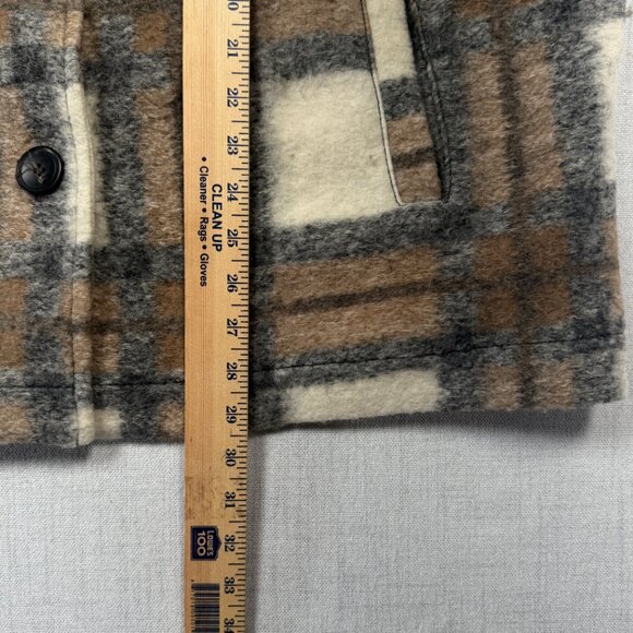 Zara Plaid Wool Blend Overshirt Jacket Brown Cream Button-Down Pockets Size XXL - Picture 10 of 14